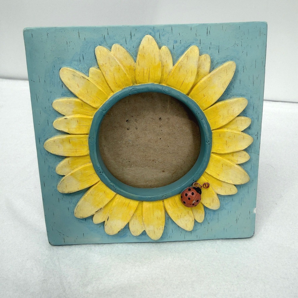 Russ Sunflower Picture Frame Ladybug Blue Yellow Floral Decor Square Nature